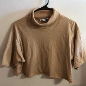 Cropped Tan Turtleneck Tee